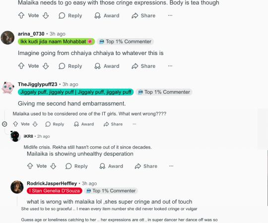 This is what the comment section of the discourse looked like. malaika arora