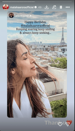 'Keep smiling, keep seeking': Malaika Arora gets first birthday wish from ex Arjun Kapoor; fans say 'No one cares for her like him' 'Keep smiling, keep seeking': Malaika Arora gets first birthday wish from ex Arjun Kapoor; fans say 'No one cares for her like him'