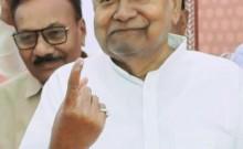 Bihar polls: CM Nitish Kumar casts his vote in Bakhtiyarpur, shows inked finger