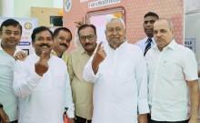 Bihar polls: CM Nitish Kumar casts his vote in Bakhtiyarpur, shows inked finger