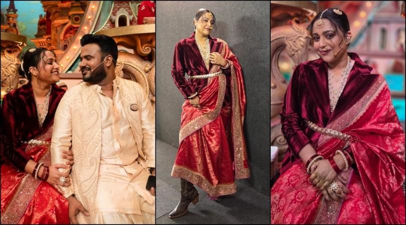 'Ugly, cheap outfit from Meesho': Swara Bhasker skips blouse, wears gaudy jacket with saree; trolled for fusion bridal look 'Ugly, cheap outfit from Meesho': Swara Bhasker skips blouse, wears gaudy jacket with saree; trolled for fusion bridal look