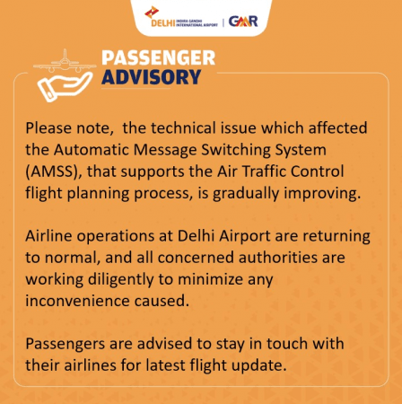 Delhi Airport flight operations returning to normal as technical issue resolved Delhi Airport flight operations returning to normal as technical issue resolved