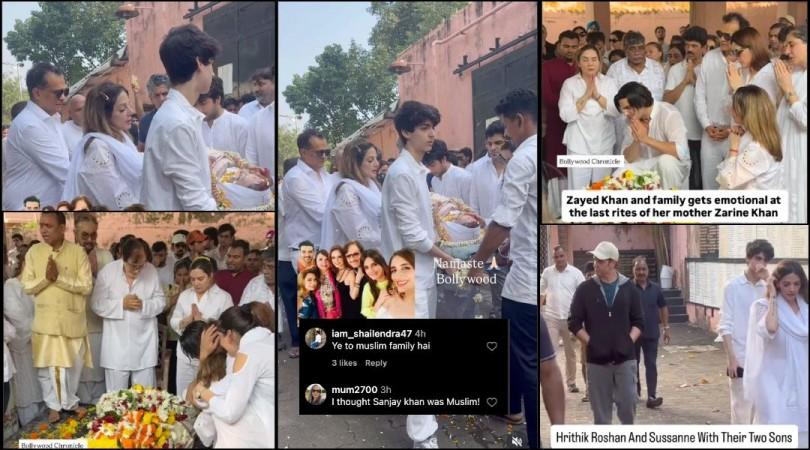 Zayed Khan performs mother Zarine Khan's last rites as per Hindu customs; Hrithik's son carries grandmother's bier Zayed Khan performs mother Zarine Khan's last rites as per Hindu customs; Hrithik's son carries grandmother's bier