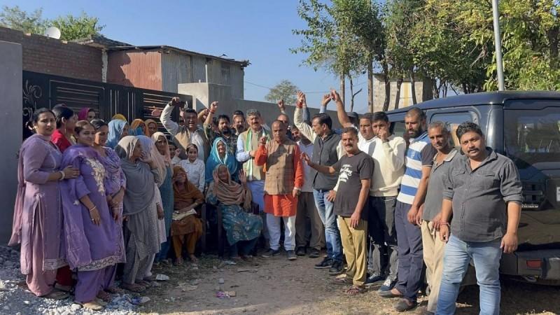 BJP's Lok Sabha member Jugal Kishore Sharma campaigning for party candidate Divyani Rana Jugal Kishore