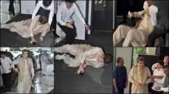 Jeetendra loses balance, slips on stairs and falls at Zarine Khan's prayer meet; fans slam paps for sharing video, say 