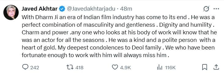 Javed Akhtar tweet