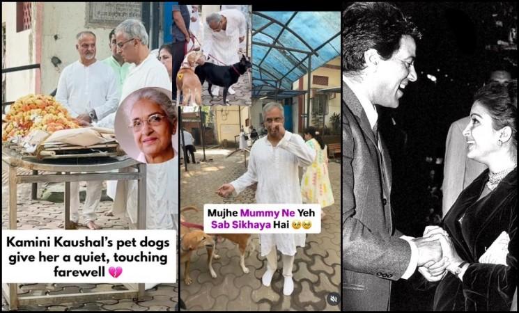 Kamini Kaushal cremation: Pet dogs bid emotional farewell; son in tears during last rites in Mumbai [Unseen photos]