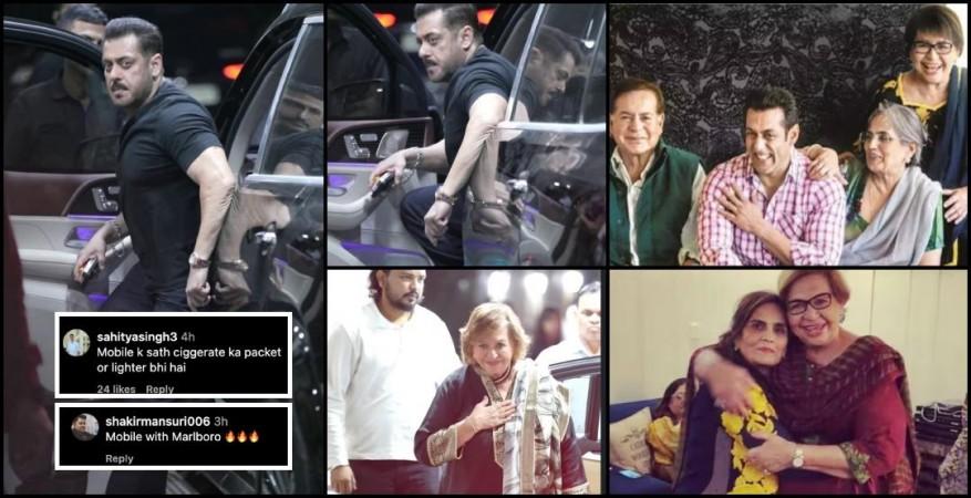 Helen graces husband Salim Khan's 61st anniversary bash with first wife Salma; Salman Khan flaunts muscles but fans notice cigarette packet Helen graces husband Salim Khan's 61st anniversary bash with first wife Salma; Salman Khan flaunts muscles but fans notice cigarette packet