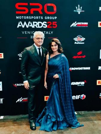 Ajith Kumar presented 'Gentleman Driver of the Year Award' in Venice; Shalini says honoured to stand beside him