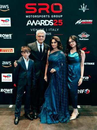 Ajith Kumar presented 'Gentleman Driver of the Year Award' in Venice; Shalini says honoured to stand beside him