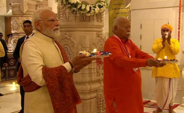PM Modi, RSS chief Mohan Bhagwat offer prayers at Ram Temple ahead of 'Dhwajarohan Utsav'