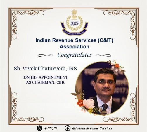Vivek Chaturvedi appointed new CBIC chairman Vivek Chaturvedi appointed new CBIC chairman