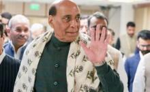 Union Defence Minister Rajnath Singh arrives for the Floor Leaders Meeting at Parliament House in New Delhi on Sunday, November 30, 2025