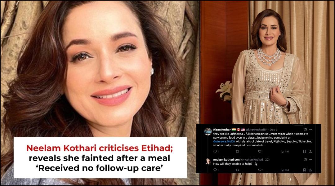 Neelam Kothari faints mid-flight after meal, slams Etihad airline; netizens say ' drama queen seeking attention'