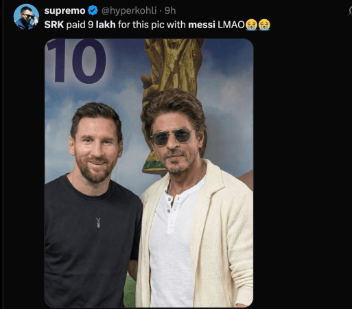 Messi plays football with Telangana CM, greets fans; internet claims Rs 10 lakh photo fee; did SRK pay to click with Messi? Messi plays football with Telangana CM, greets fans; internet claims Rs 10 lakh photo fee; did SRK pay to click with Messi?