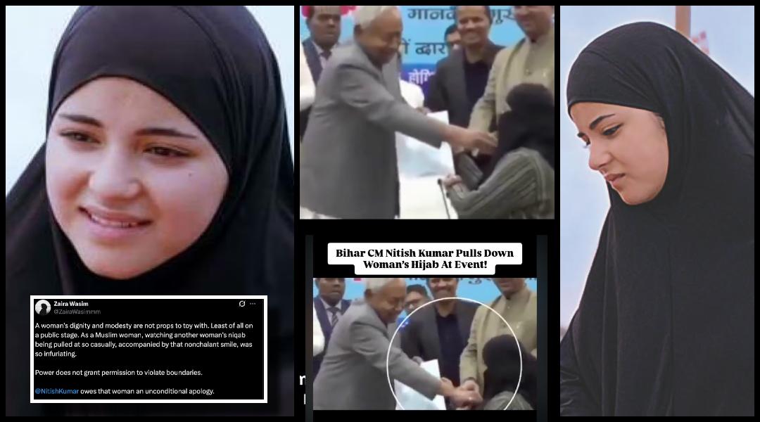 'Shameful, violating boundaries': Dangal fame Zaira Wasim slams Nitish Kumar for pulling female doctor's hijab at Bihar event