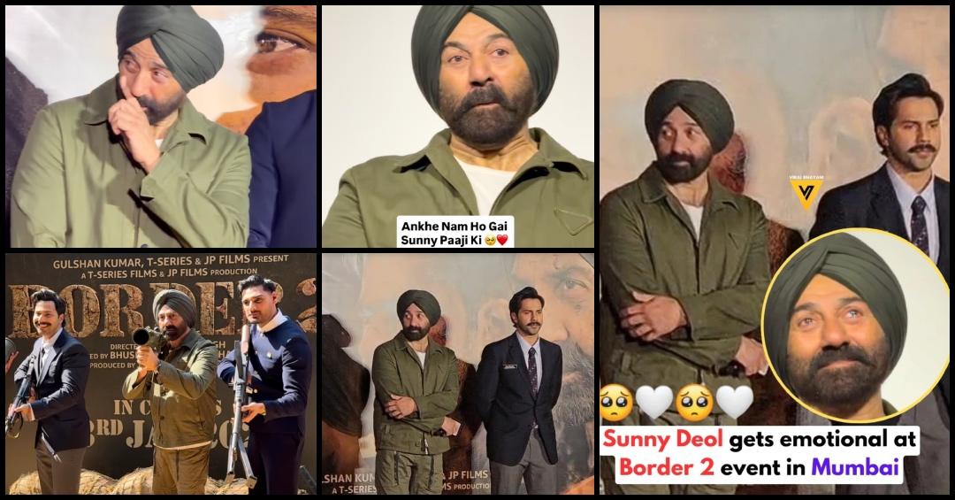 Border 2 teaser launch: Sunny Deol cries during his first public appearance in Mumbai days after Dharmendra's death, gets trolled