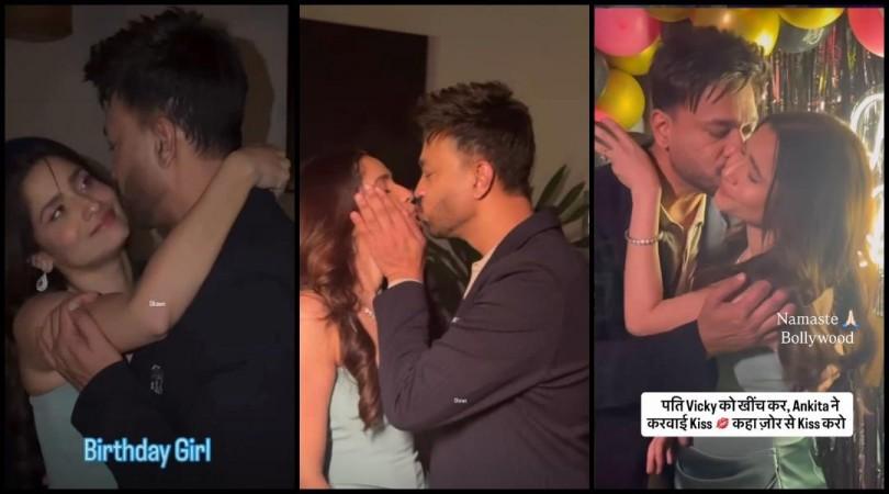 Unhappy Vicky Jain forcibly kisses Ankita Lokhande; Ankita lashes out at paps for gate-crashing her 41st private birthday bash