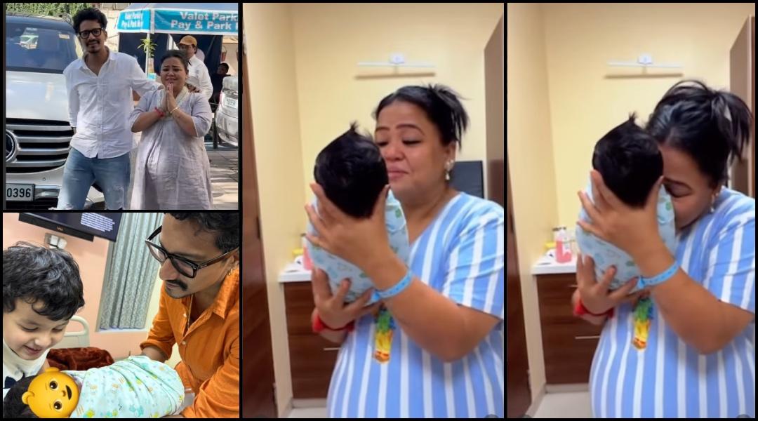 Bharti Singh shares first glimpse of newborn son Kaju, cries holding him; greets paps as she gets discharged from Mumbai hospital