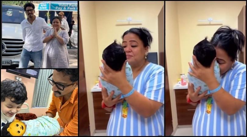 Bharti Singh shares first glimpse of newborn son Kaju, cries holding him; greets paps as she gets discharged from Mumbai hospital