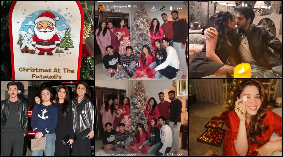 Christmas 2025: Janhvi, Khushi Kapoor add Sridevi, Boney's mini figure charm on tree, Ranbir, Neetu attend Soni Razdan's bash; Gaurav Khanna kisses wife