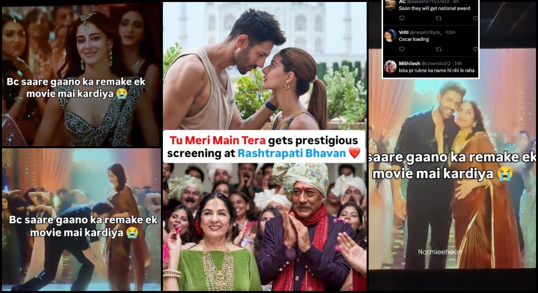 Kartik Aaryan–Ananya Panday's Tu Meri Main Tera Main Tera Tu Meri screened at Rashtrapati Bhavan; netizens mockingly ask, 'National award or Oscar next?'