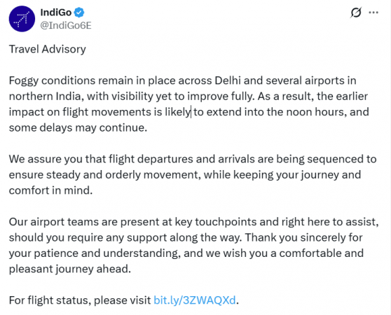 Dense fog engulfs Delhi-NCR, over 140 flights cancelled as visibility drops Dense fog engulfs Delhi-NCR, over 140 flights cancelled as visibility drops