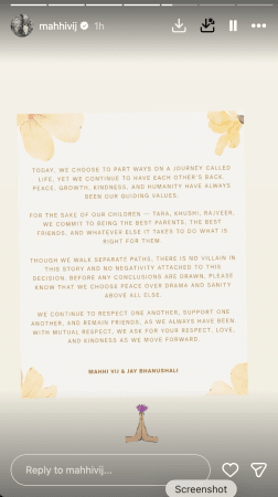 Mahhi Vij & Jay Bhanushali announce separation: 'We continue to have each other's back'