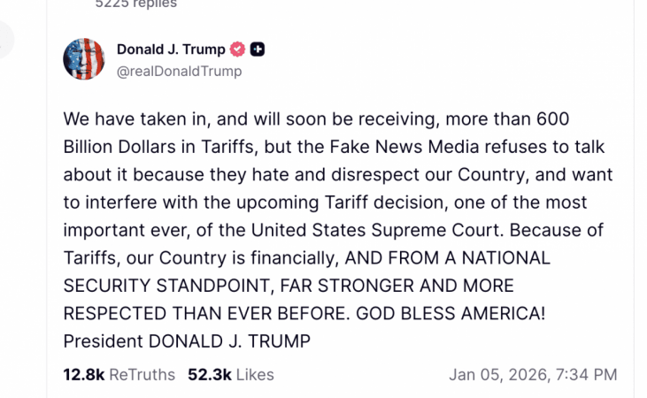 US to Receive Over $600 Billion in Tariffs, Says Trump