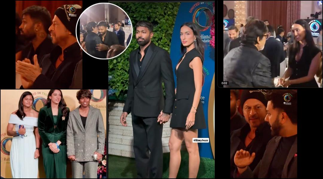 Hardik Pandya Introduces GF Mahieka to Amitabh Bachchan; SRK-Rohit Sharma candidly chat; Smriti Mandhana stuns in saree at Ambani dinner