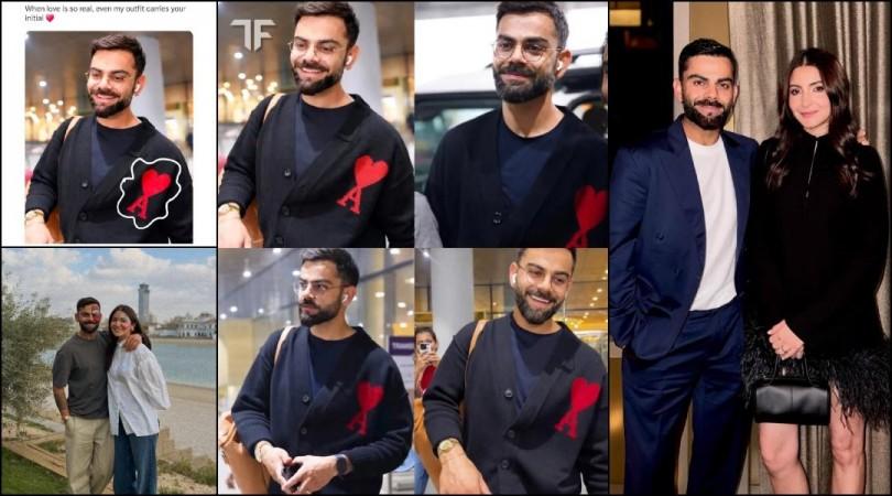 Virat Kohli blushes while flaunting cardigan with Anushka Sharma's initials; fans call it a 'pookie moment'
