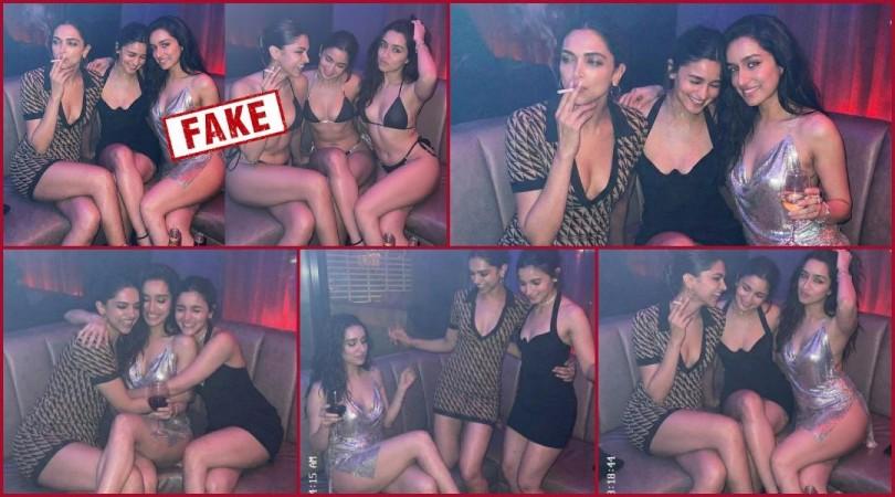 Deepika Padukone smoking a cigarette and drinking alcohol with Alia Bhatt & Shraddha Kapoor in viral party photos is AI-generated