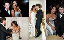 Priyanka Chopra–Nick Jonas get intimate; PeeCee's plunging neckline gown and bronzer makeup draw flak, fans say she looks dark