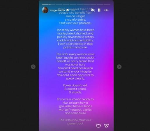 MS Gori shares on Instagram story MS Gori shares on Instagram story