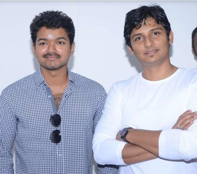 Actor Jeeva with Thalapathy Vijay