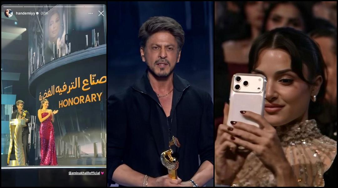 International shame: Turkish actress Hande Erçel was recording her friend #AminaKhalil; netizens say Shah Rukh Khan fans falsely claimed she was filming SRK at Joy Awards 2026