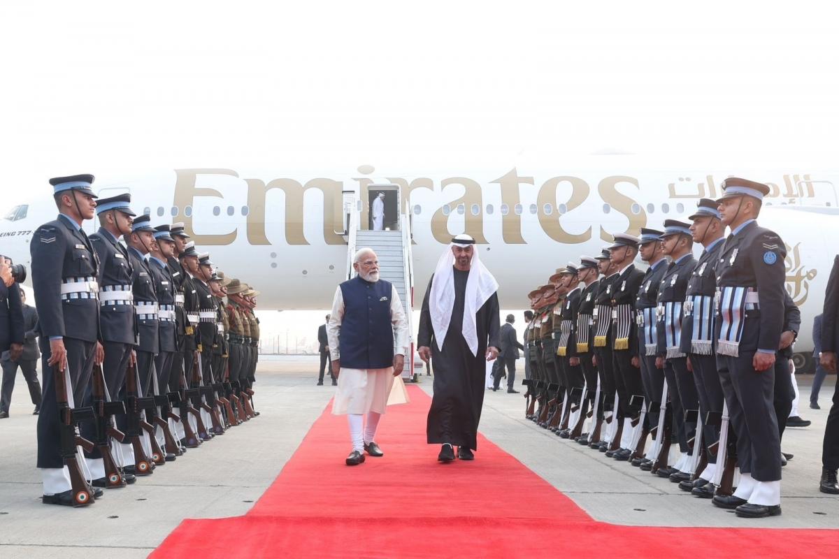 Prime Minister Narendra Modi personally welcomed UAE President Sheikh Mohamed bin Zayed Al Nahyan at Delhi airport, underscoring the close friendship and strong strategic ties between India and the UAE. The leaders travelled together from the airport, ref