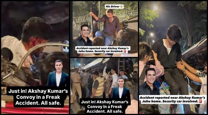 Akshay Kumar's SUV, convoy car involved in road accident in Juhu after colliding with auto rickshaw; actor and his driver jump out to help bleeding people crushed under security car