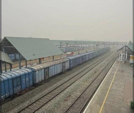 First full size freight train reaches Kashmir Freight train