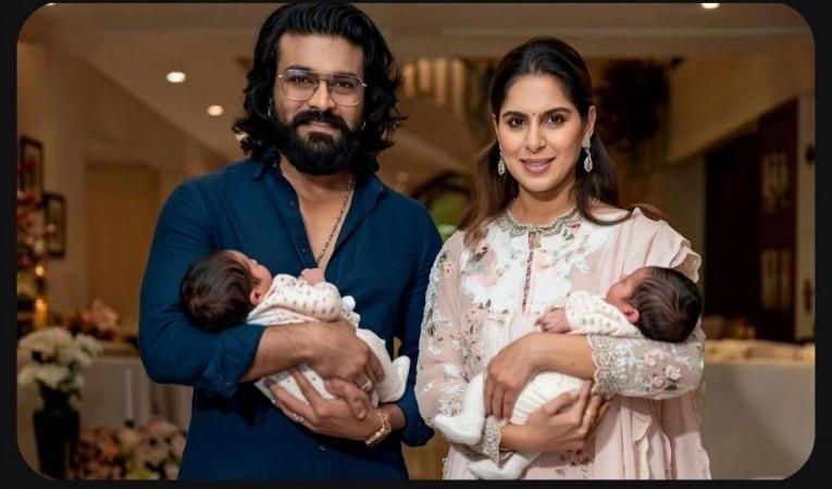 Fake viral photo of Ram Charan and Upasana Konidela holding newborn twins surfaces; fans gather outside hospital, Samantha sends wishes Fake viral photo of Ram Charan and Upasana Konidela holding newborn twins surfaces; fans gather outside hospital, Samantha sends wishes