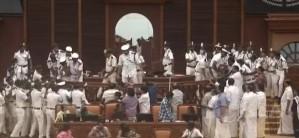 Ruckus in Kerala Assembly; shouting matches, physical jostling over Sabarimala case