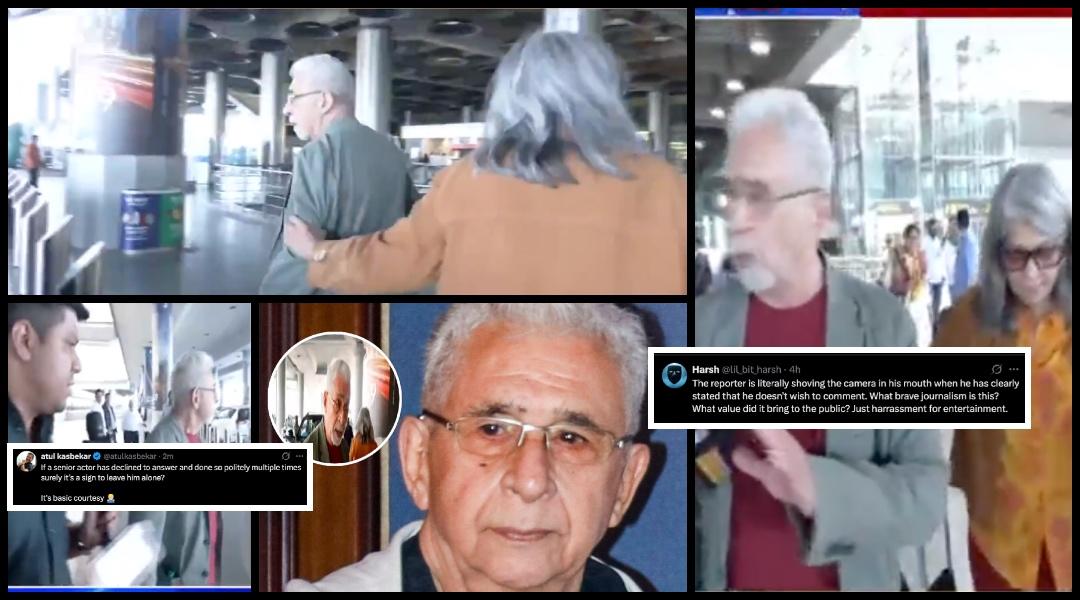 'Don't harass me': Angry Naseeruddin Shah pushes mic at airport when reporter asks about his op-ed on being disinvited from Jashn-e-Urdu event