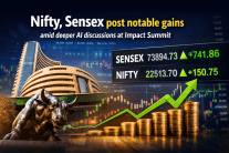 Nifty, Sensex post notable gains amid deeper AI discussions at Impact Summit