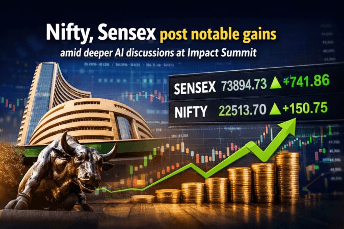 Nifty, Sensex post notable gains amid deeper AI discussions at Impact Summit