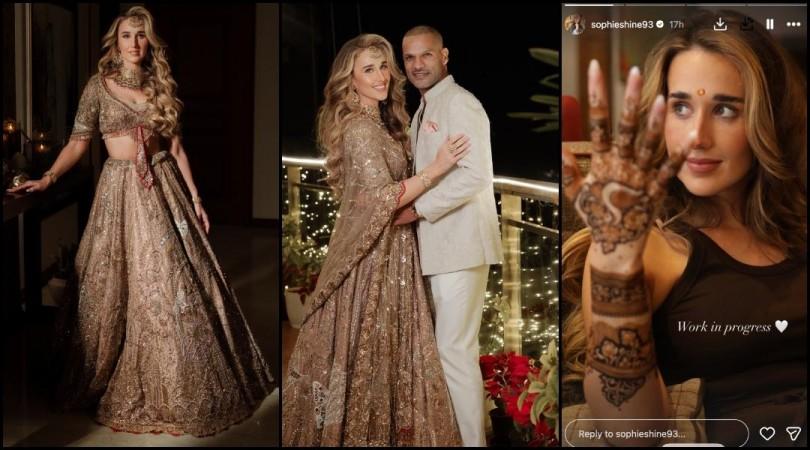Shikhar Dhawan wedding: Sophie flaunts mehendi in tank top, glitters in golden lehenga, hugs Shikhar at sangeet ceremony Shikhar Dhawan wedding: Sophie flaunts mehendi in tank top, glitters in golden lehenga, hugs Shikhar at sangeet ceremony