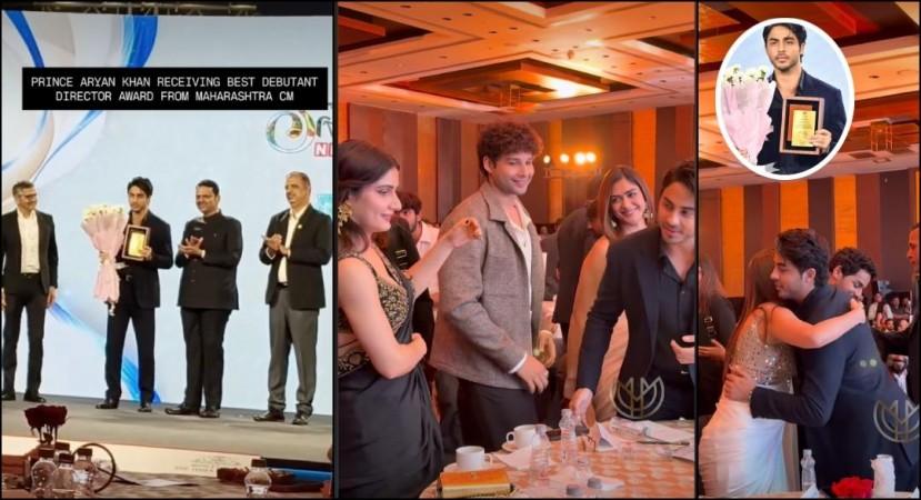 Aryan Khan wins Best Debutant Director of the Year for Bads of Bollywood, smiles, hugs Mrunal Thakur, Siddhant Chaturvedi after big win