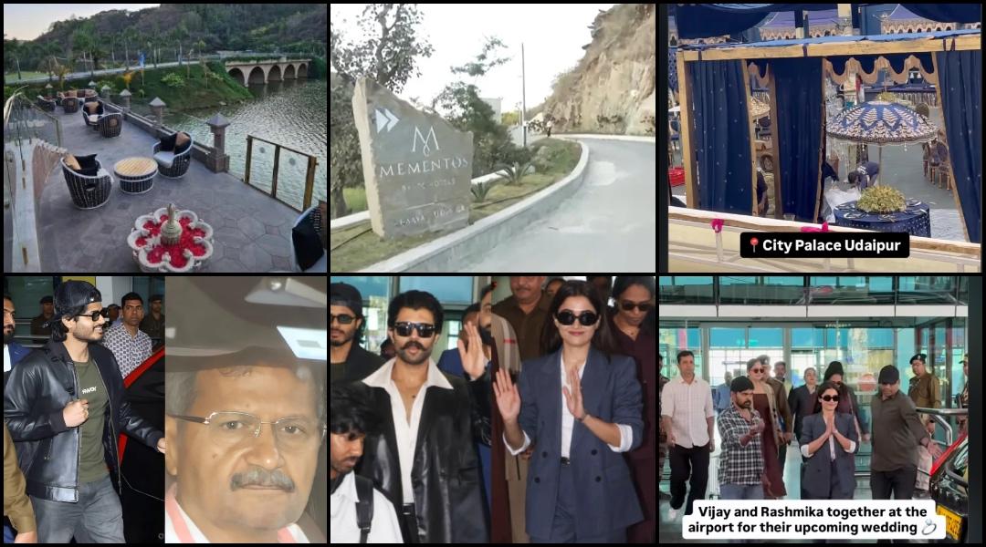 Rashmika Mandanna blushes and waves at paps as she arrives with Vijay Deverakonda in Udaipur; visuals of their wedding mandap go viral