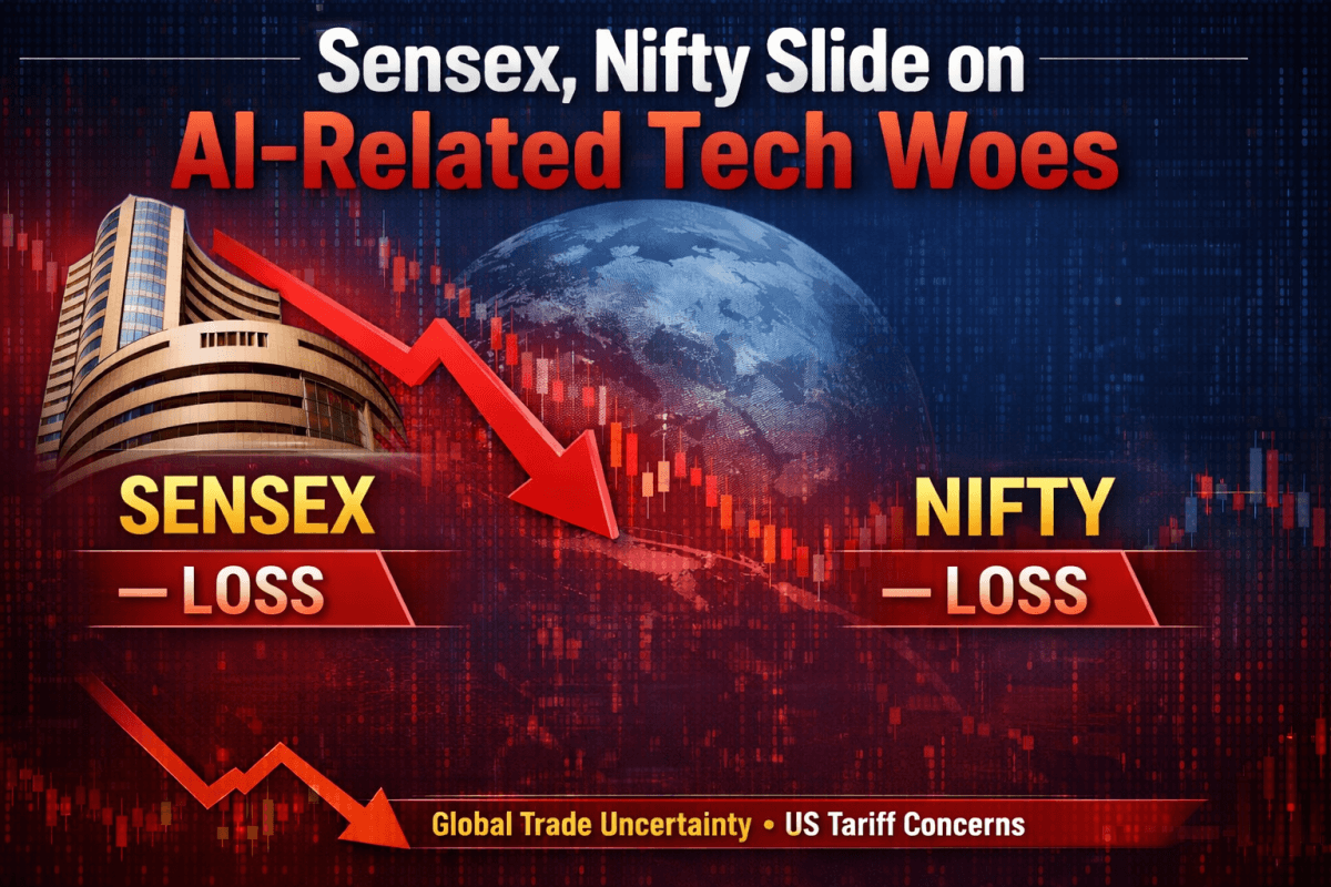 Sensex, Nifty post early losses over AI-related tech woes