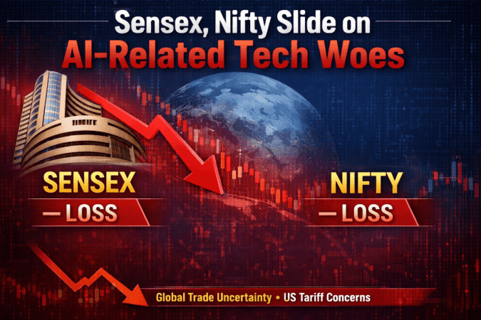 Sensex, Nifty post early losses over AI-related tech woes
