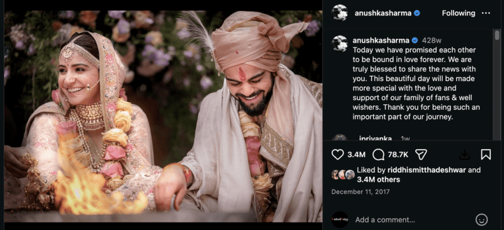 Vijay Deverakonda–Rashmika Mandanna wedding photos cross 17 million likes, surpassing Virat Kohli –Anushka Sharma's 3.4 million record Vijay Deverakonda–Rashmika Mandanna wedding photos cross 17 million likes, surpassing Virat Kohli –Anushka Sharma's 3.4 million record